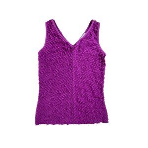 Kate Hill Petite Purple Ruffled Sleeveless Top PS Small Stretch Cute Classic Y2K